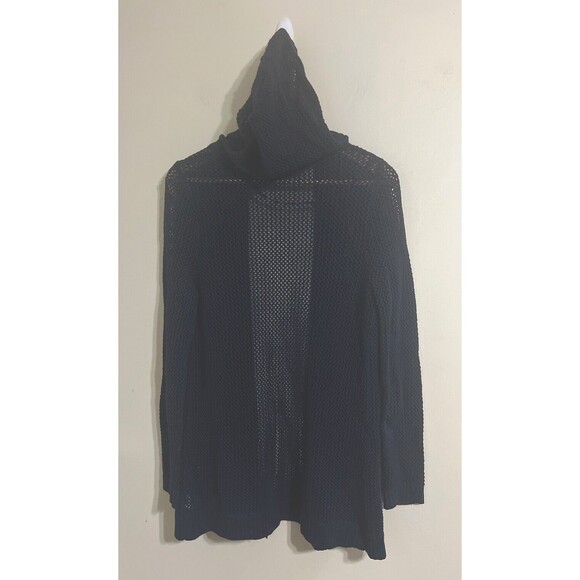 Talbots Cardigan Sweater Blue Hoodie Cotton Open Front Long Pockets size PMedium - Picture 4 of 7